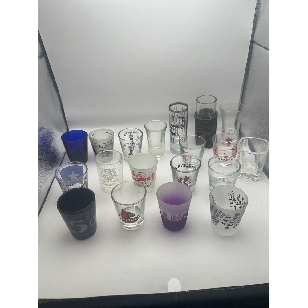 Lot 19 Vintage Souvenir Shot Glasses Texas Sports Travel Barware Mix